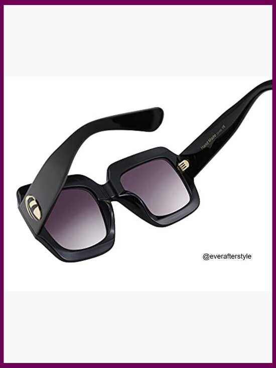Retro Square Sunglasses Oversized Gradient Lens UV Protection